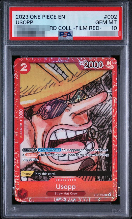 【PSA10鑑定済】【英語版】ウソップ(foil/赤枠/漫画絵)【C】{ST01-002}《-》{ST01-002}