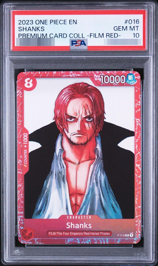 【PSA10鑑定済】【英語版】シャンクス(正面/foil/赤枠/漫画絵)【P】{P-016}《-》{P-016}